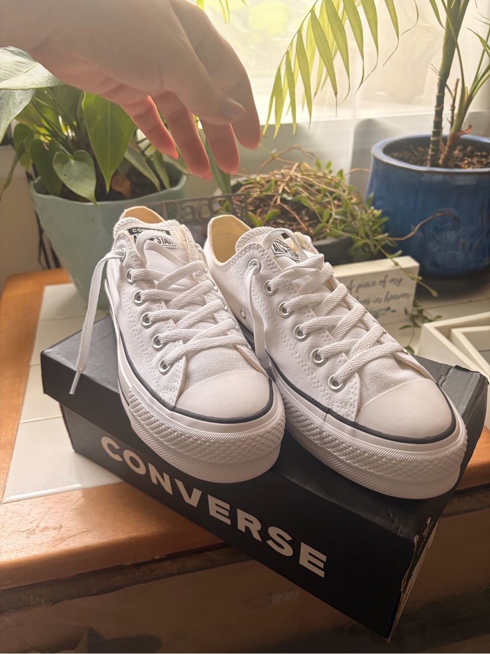 Converse White Low Top Platform Sneakers